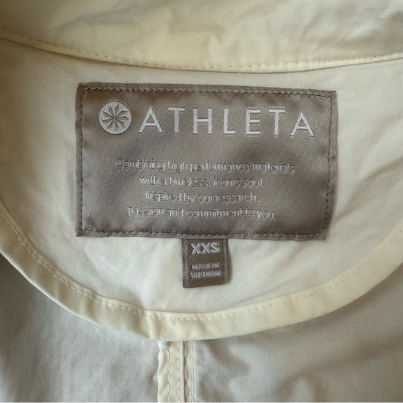 Athleta White Cotton Long Sleeve Mock Neck Full Zip Vista Windbreaker Jacket XXS - Picture 10 of 16